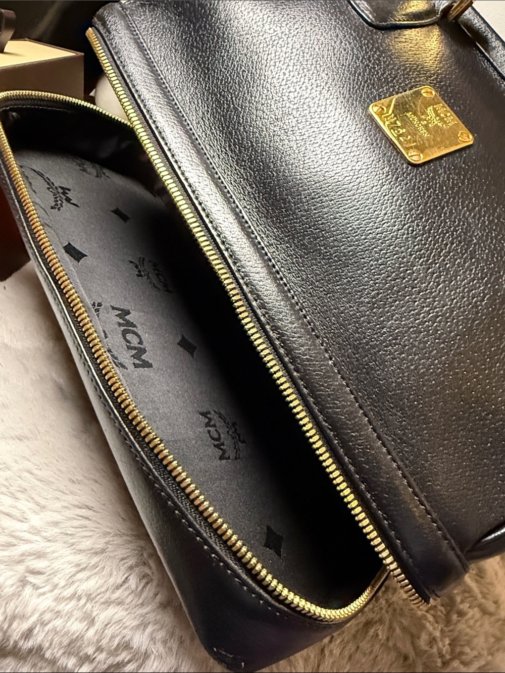 MCM Black Leather Doctor Satchel with Gold Hardware Plaque - Picture 8 of 14